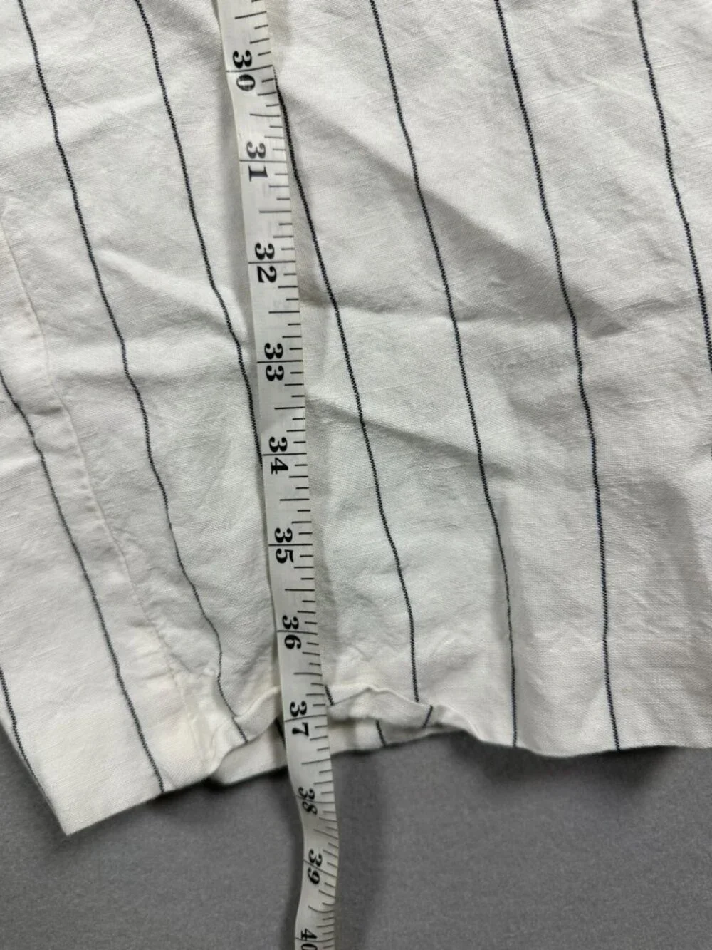 Loft Womens High-Rise Striped Wide-Leg Trousers 10 White Gray Linen Casual Offic - Picture 7 of 9